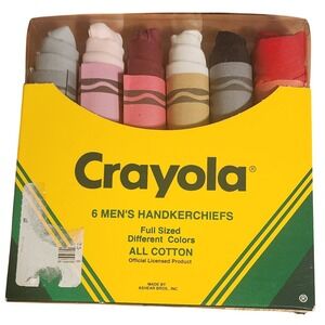 VTG Crayola Binney & Smith 6 Handkerchiefs Full Sized Different Colors Cotton